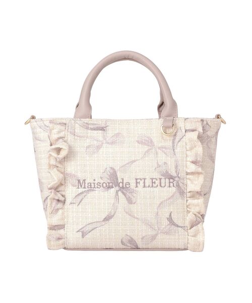 Maison de FLEUR（メゾンドフルール）の「ツイードリボンプリント2WayバッグS（ハンドバッグ・レディース・ブラック/ピンク・FREE）」の8枚目の写真