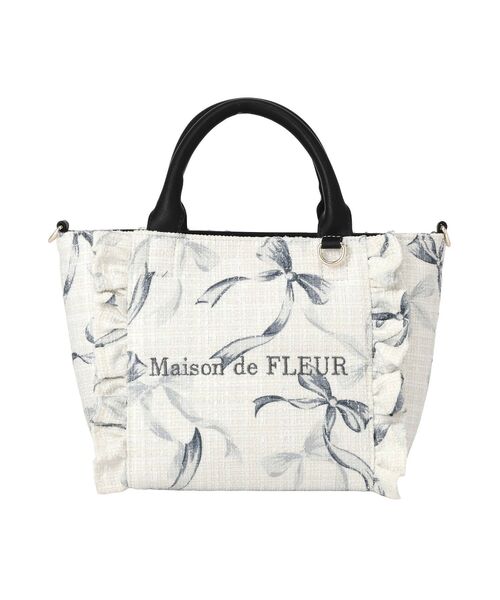 新品♡量産姫 リボン×レース ツイード2wayトート ツイードリボンプリント2WayバッグS（ハンドバッグ）｜Maison de FLEUR