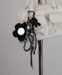 FUNALIVE | ミラー付フラワー&パール付リボンバッグチャーム(チャーム)