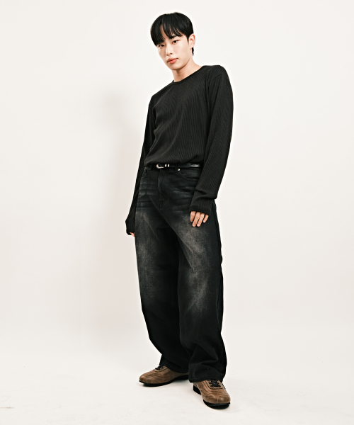 DWSE(ディーダブリューエスイー)の「バックポケットワイドデニムパンツ(ブラック)(デニムパンツ・メンズ・その他・SMALL/MEDIUM/LARGE/X-LARGE/XX-LARGE/X-SMALL)」の3枚目の写真