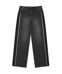 PHOS333（フォースサンサンサン）の「Two tone Panel Jean/Black（デニムパンツ）」