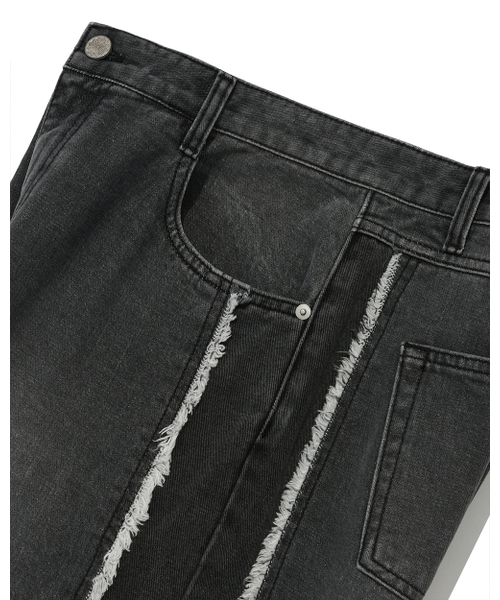 PHOS333（フォースサンサンサン）の「Two tone Panel Jean/Black（デニムパンツ・レディース・その他・MEDIUM/LARGE）」の9枚目の写真