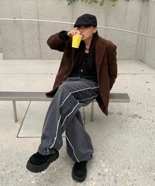 PHOS333（フォースサンサンサン）の「Two tone Panel Jean/Black（デニムパンツ・レディース・その他・MEDIUM/LARGE）」の4枚目の写真