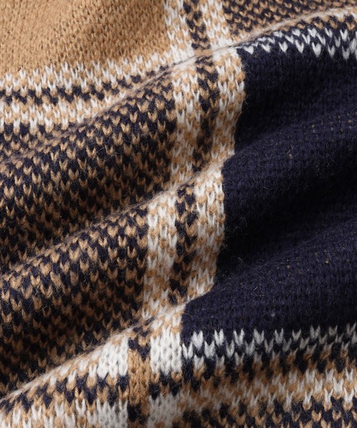 le cercle ADAM ET ROPE'（ルセルクルアダムエロペ）の「チェック柄ニットプルオーバー（ニット/セーター・メンズ・ベージュ/オレンジ・M/L/LL）」の14枚目の写真