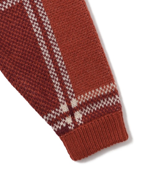 le cercle ADAM ET ROPE'（ルセルクルアダムエロペ）の「チェック柄ニットプルオーバー（ニット/セーター・メンズ・ベージュ/オレンジ・M/L/LL）」の10枚目の写真
