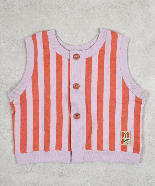 MARKEY'S（マーキーズ）の「ミニウラケストライプベスト（ベスト・キッズ・オレンジ系その他/ブラック系その他/グリーン系その他・M/S/LL/L）」の4枚目の写真