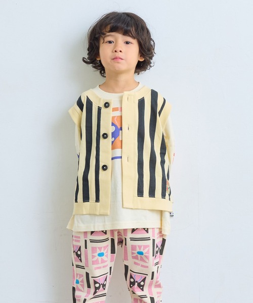 MARKEY'S（マーキーズ）の「ミニウラケストライプベスト（ベスト・キッズ・オレンジ系その他/ブラック系その他/グリーン系その他・M/S/LL/L）」の7枚目の写真