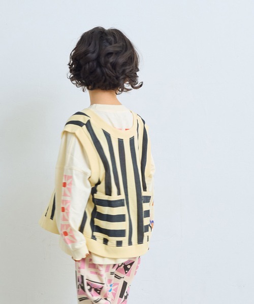 MARKEY'S（マーキーズ）の「ミニウラケストライプベスト（ベスト・キッズ・オレンジ系その他/ブラック系その他/グリーン系その他・M/S/LL/L）」の8枚目の写真