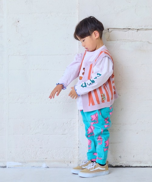 MARKEY'S（マーキーズ）の「ミニウラケストライプベスト（ベスト・キッズ・オレンジ系その他/ブラック系その他/グリーン系その他・M/S/LL/L）」の15枚目の写真