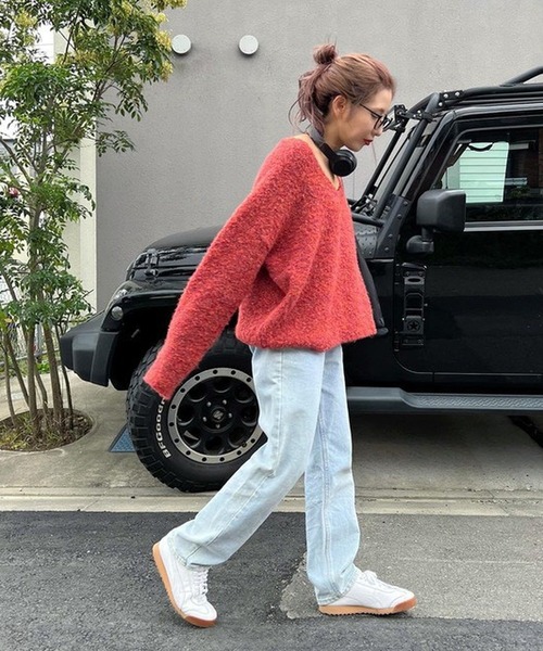 merrylatte（メリーラテ）の「セルフカットハイウエストワイドストレートデニムpt【ウエスト総ゴム】【Primaras】（デニムパンツ・レディース・ネイビー/ブルー・S/M）」の7枚目の写真