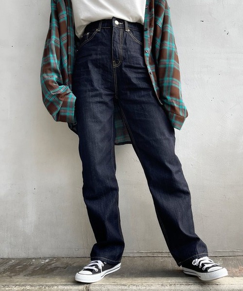 merrylatte（メリーラテ）の「セルフカットハイウエストワイドストレートデニムpt【ウエスト総ゴム】【Primaras】（デニムパンツ・レディース・ネイビー/ブルー・S/M）」の15枚目の写真