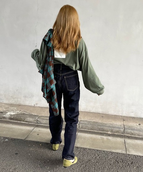 merrylatte（メリーラテ）の「セルフカットハイウエストワイドストレートデニムpt【ウエスト総ゴム】【Primaras】（デニムパンツ・レディース・ネイビー/ブルー・S/M）」の18枚目の写真