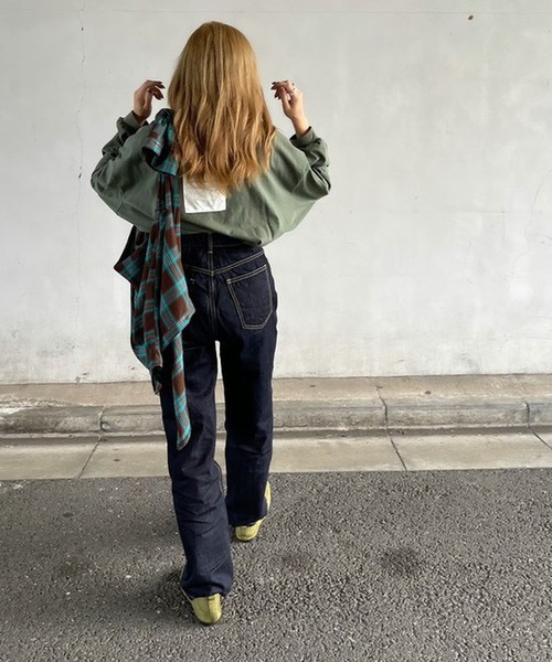 merrylatte（メリーラテ）の「セルフカットハイウエストワイドストレートデニムpt【ウエスト総ゴム】【Primaras】（デニムパンツ・レディース・ネイビー/ブルー・S/M）」の22枚目の写真