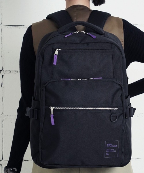 anello GRANDE(アネログランデ)の「"02"≪anello GRANDE≫BUDDY/バディ 11ポケット/35L リュック(バックパック/リュック・レディース・ブラック×ブラック/ブラック×ピンク/ブラック×ブルー/ブラック×パープル・ONE SIZE)」の2枚目の写真