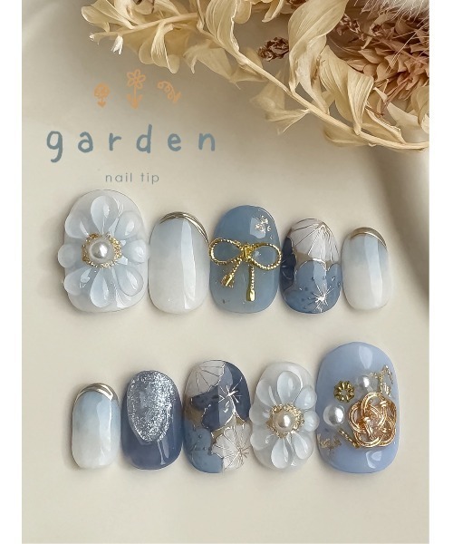 tone（トーン）の「【garden】祝華ネイル(MA)（ネイルシール/ネイルチップ・レディース・ブルー/ピンク・L/M）」の2枚目の写真