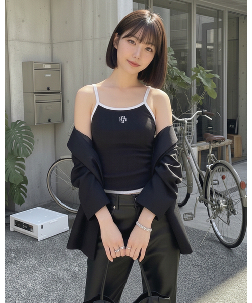 muahmuah（ムーアムーア）の「ソリッド配色スリーブレス [6色]（Tシャツ/カットソー・レディース・ミント/ホワイト/ブラック/ネイビー/ピンク/チャコール・FREE）」の8枚目の写真
