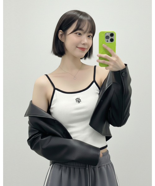 muahmuah（ムーアムーア）の「ソリッド配色スリーブレス [6色]（Tシャツ/カットソー・レディース・ミント/ホワイト/ブラック/ネイビー/ピンク/チャコール・FREE）」の15枚目の写真