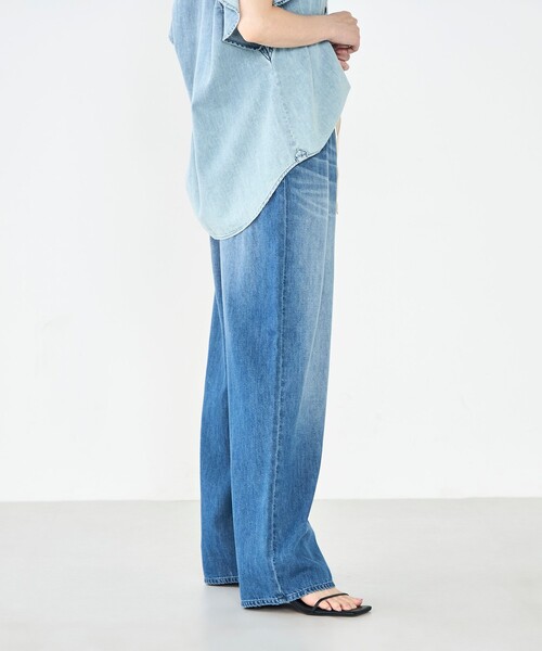 Rie Miller（リエミラー）の「【RM denim】リネン混ひも付きリラックスパンツ（その他パンツ・レディース・ブルー系その他7/キナリ・L/M/S/XS）」の5枚目の写真