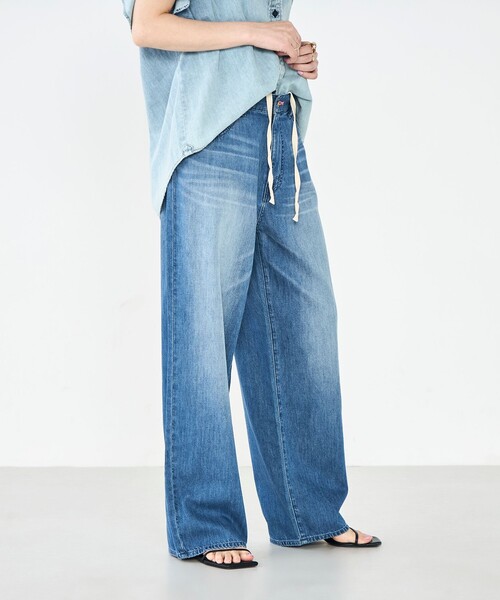 Rie Miller（リエミラー）の「【RM denim】リネン混ひも付きリラックスパンツ（その他パンツ・レディース・ブルー系その他7/キナリ・L/M/S/XS）」の6枚目の写真