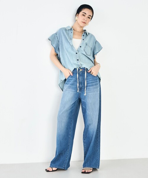 Rie Miller（リエミラー）の「【RM denim】リネン混ひも付きリラックスパンツ（その他パンツ・レディース・ブルー系その他7/キナリ・L/M/S/XS）」の7枚目の写真