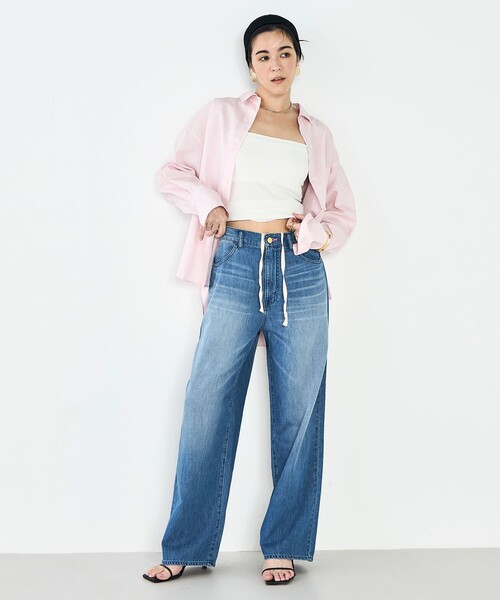 Rie Miller（リエミラー）の「【RM denim】リネン混ひも付きリラックスパンツ（その他パンツ・レディース・ブルー系その他7/キナリ・L/M/S/XS）」の11枚目の写真