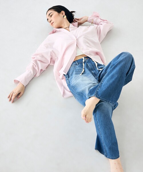 Rie Miller（リエミラー）の「【RM denim】リネン混ひも付きリラックスパンツ（その他パンツ・レディース・ブルー系その他7/キナリ・L/M/S/XS）」の12枚目の写真
