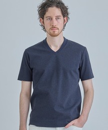 【ACTIVE TAILOR/アクティブテイラー】シルケットスムースVネックTシャツ<接触冷感 / UVカット>