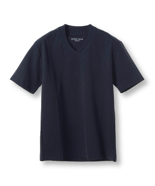 MEN'S BIGI（メンズビギ）の「【ACTIVE TAILOR/アクティブテイラー】シルケットスムースVネックTシャツ＜接触冷感 / UVカット＞（Tシャツ/カットソー・メンズ・ホワイト/ブラウン/ベージュ/ネイビー/ブラック・01/02/03/04）」の5枚目の写真