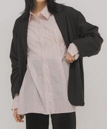 KBF | ランダムタックデザインストライプシャツ(シャツ/ブラウス)