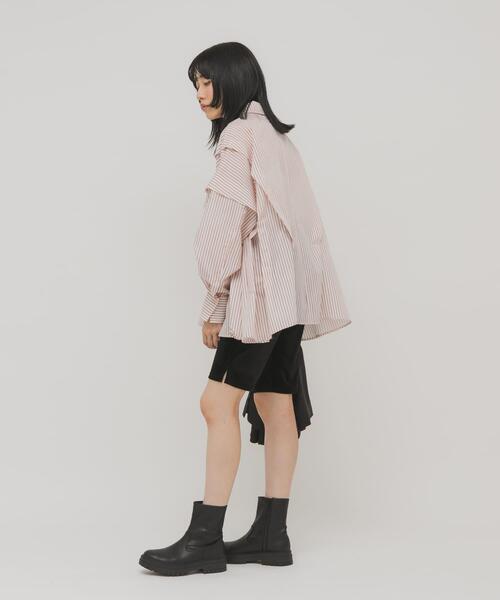 KBF（ケイビーエフ）の「ランダムタックデザインストライプシャツ（シャツ/ブラウス・レディース・ブラウン系その他/ピンク系その他/ベージュ系その他・ONE）」の9枚目の写真