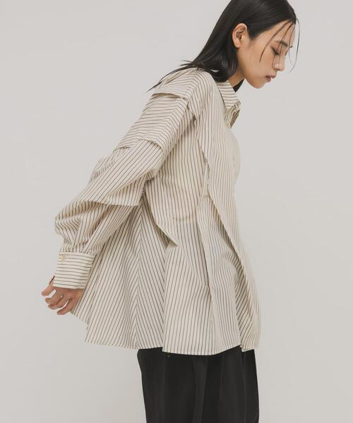 KBF（ケイビーエフ）の「ランダムタックデザインストライプシャツ（シャツ/ブラウス・レディース・ブラウン系その他/ピンク系その他/ベージュ系その他・ONE）」の17枚目の写真