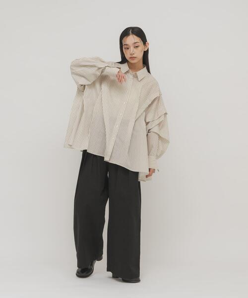 KBF（ケイビーエフ）の「ランダムタックデザインストライプシャツ（シャツ/ブラウス・レディース・ブラウン系その他/ピンク系その他/ベージュ系その他・ONE）」の18枚目の写真