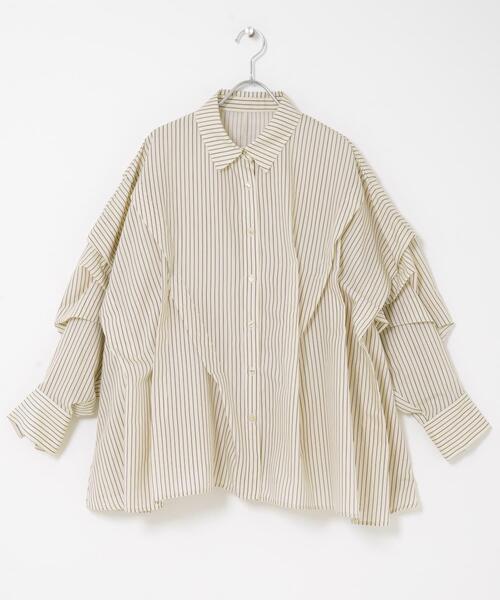 KBF（ケイビーエフ）の「ランダムタックデザインストライプシャツ（シャツ/ブラウス・レディース・ブラウン系その他/ピンク系その他/ベージュ系その他・ONE）」の21枚目の写真