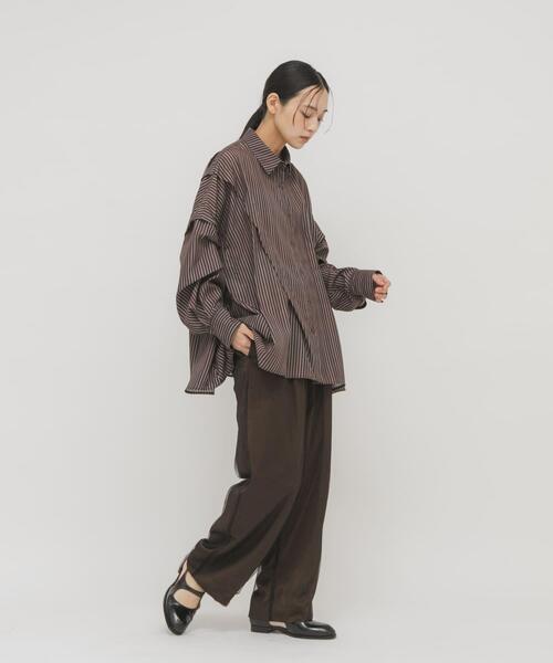 ランダムタックデザインストライプシャツ（シャツ/ブラウス）｜KBF