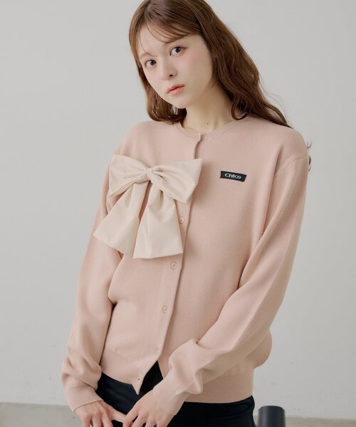 セットアップ対応】リボンルーズカーディガン（カーディガン/ボレロ