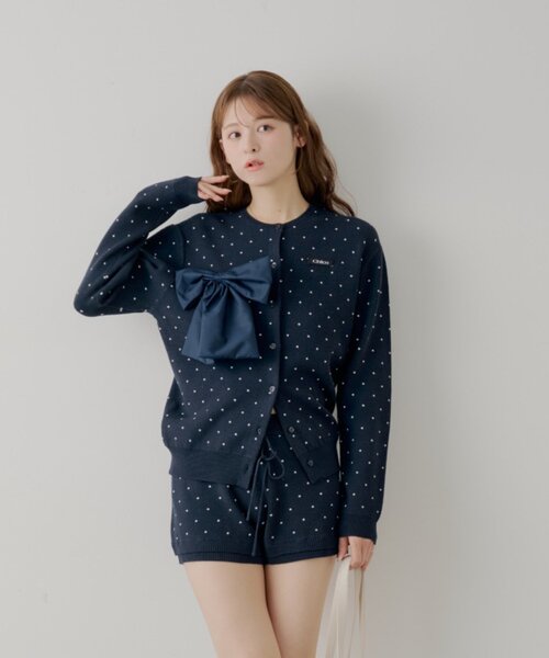 セットアップ対応】リボンルーズカーディガン（カーディガン/ボレロ
