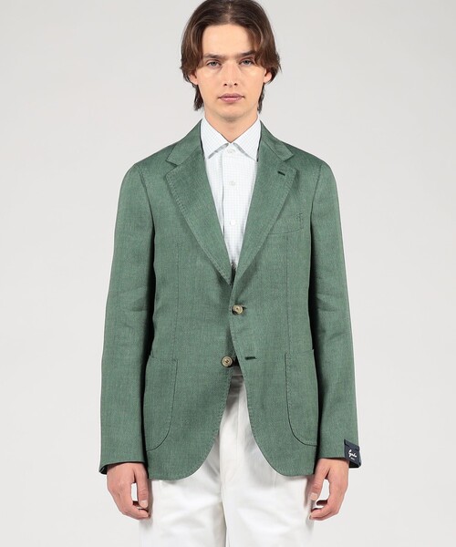 Gabo(ガボ)の「GABO リネンウール シングルブレステッド2Bジャケット(ダウンジャケット/コート・メンズ・グリーン/キャメル・48)」の8枚目の写真