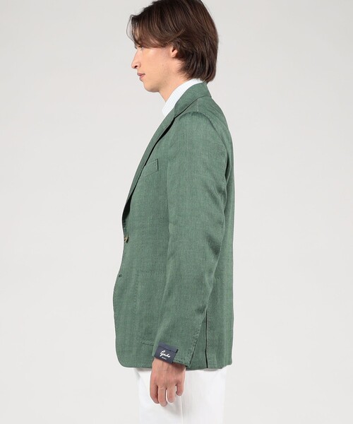 Gabo(ガボ)の「GABO リネンウール シングルブレステッド2Bジャケット(ダウンジャケット/コート・メンズ・グリーン/キャメル・48)」の7枚目の写真