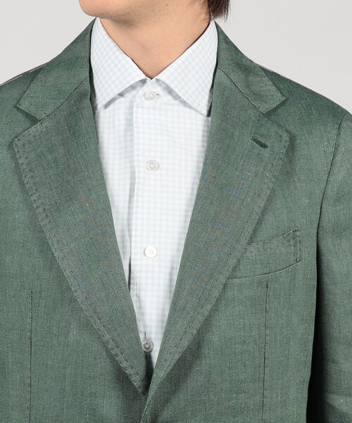 Gabo(ガボ)の「GABO リネンウール シングルブレステッド2Bジャケット(ダウンジャケット/コート・メンズ・グリーン/キャメル・48)」の4枚目の写真