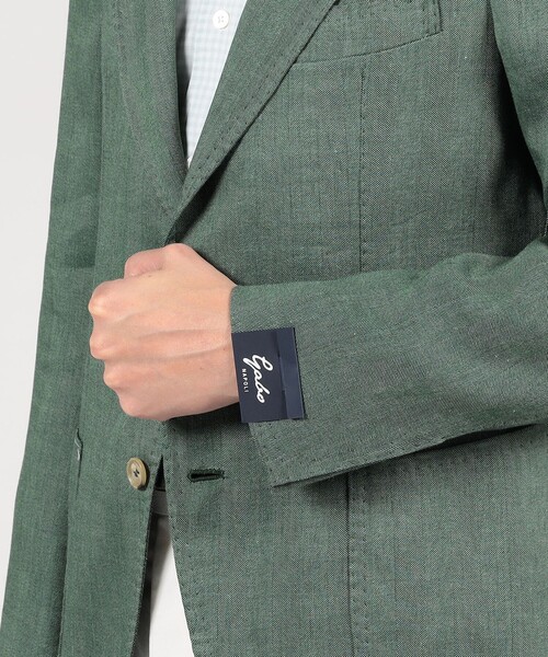 Gabo(ガボ)の「GABO リネンウール シングルブレステッド2Bジャケット(ダウンジャケット/コート・メンズ・グリーン/キャメル・48)」の3枚目の写真