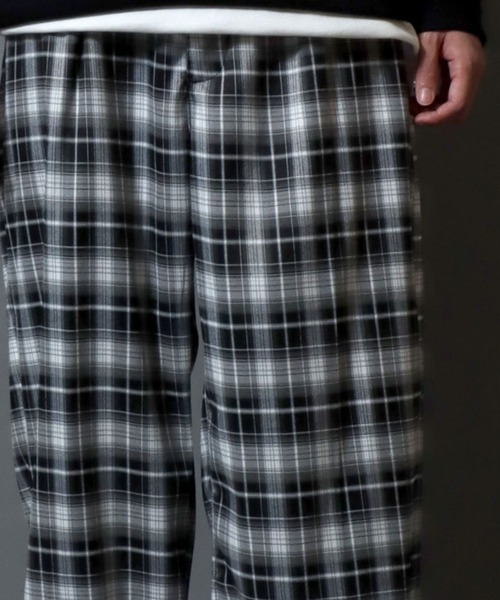 ANPAS（アンパス）の「Stripe & Check Slacks / ストライプ＆チェックスラックス ワイドトラウザーパンツ メンズ レディース ボトムス（スラックス・メンズ・グレー/ブラック系その他/ブラック/ブラウン系その他・L/M）」の2枚目の写真
