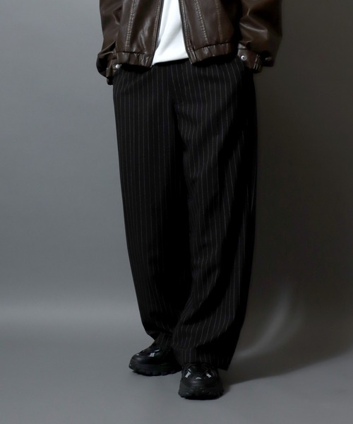 ANPAS（アンパス）の「Stripe & Check Slacks / ストライプ＆チェックスラックス ワイドトラウザーパンツ メンズ レディース ボトムス（スラックス・メンズ・グレー/ブラック系その他/ブラック/ブラウン系その他・L/M）」の22枚目の写真