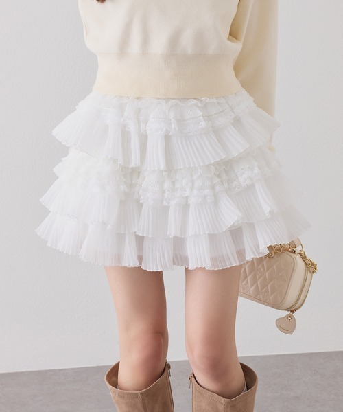 one after another NICE CLAUP(ワンアフターアナザーナイスクラップ)の「フリルティアードミニスカート(スカート・レディース・ライトベージュ/ホワイト/グレー/ブラック・FREE)」の18枚目の写真