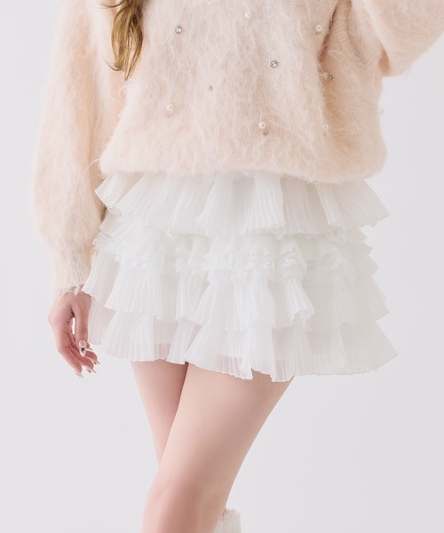 one after another NICE CLAUP(ワンアフターアナザーナイスクラップ)の「フリルティアードミニスカート(スカート・レディース・ライトベージュ/ホワイト/グレー/ブラック・FREE)」の15枚目の写真