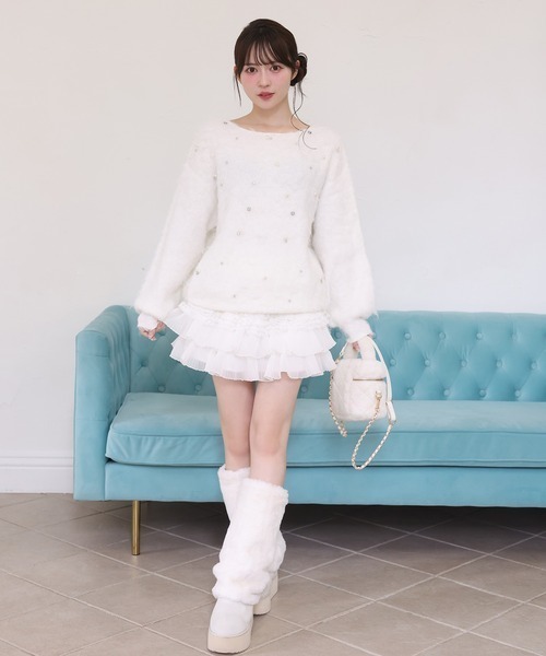 one after another NICE CLAUP(ワンアフターアナザーナイスクラップ)の「フリルティアードミニスカート(スカート・レディース・ライトベージュ/ホワイト/グレー/ブラック・FREE)」の19枚目の写真