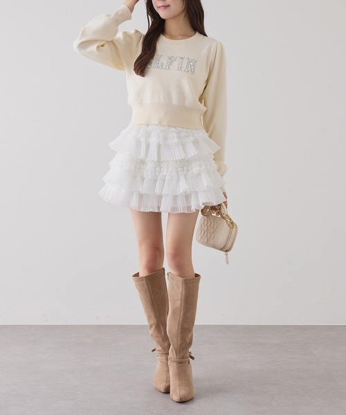 one after another NICE CLAUP(ワンアフターアナザーナイスクラップ)の「フリルティアードミニスカート(スカート・レディース・ライトベージュ/ホワイト/グレー/ブラック・FREE)」の16枚目の写真