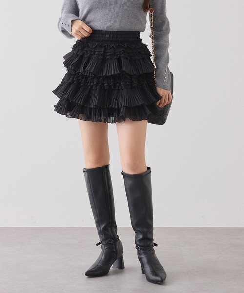 one after another NICE CLAUP(ワンアフターアナザーナイスクラップ)の「フリルティアードミニスカート(スカート・レディース・ライトベージュ/ホワイト/グレー/ブラック・FREE)」の9枚目の写真