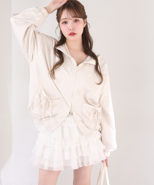 one after another NICE CLAUP（ワンアフターアナザーナイスクラップ）の「フリルティアードミニスカート（スカート・レディース・ライトベージュ/ホワイト/グレー/ブラック・FREE）」の7枚目の写真