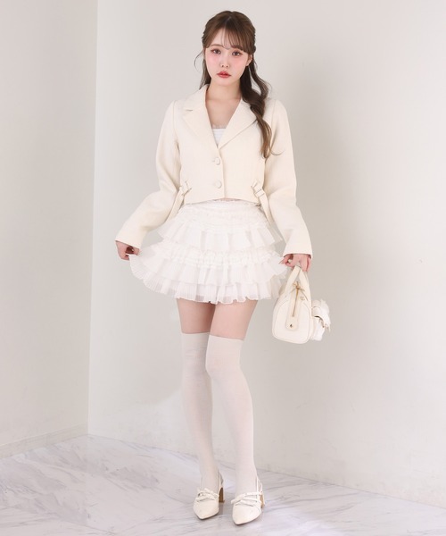 one after another NICE CLAUP（ワンアフターアナザーナイスクラップ）の「フリルティアードミニスカート（スカート・レディース・ライトベージュ/ホワイト/グレー/ブラック・FREE）」の12枚目の写真