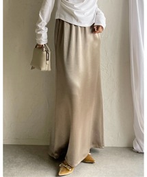 She's Closet（シーズクローゼット）の「セミフレア光沢シャイニーロング サテンスカート（スカート）」